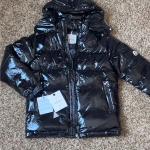 Moncler Kids Shiny Black Puffer Coat
